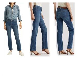 Ralph Lauren Blue Straight Leg Jeans Mid-Rise Size 14P x 29